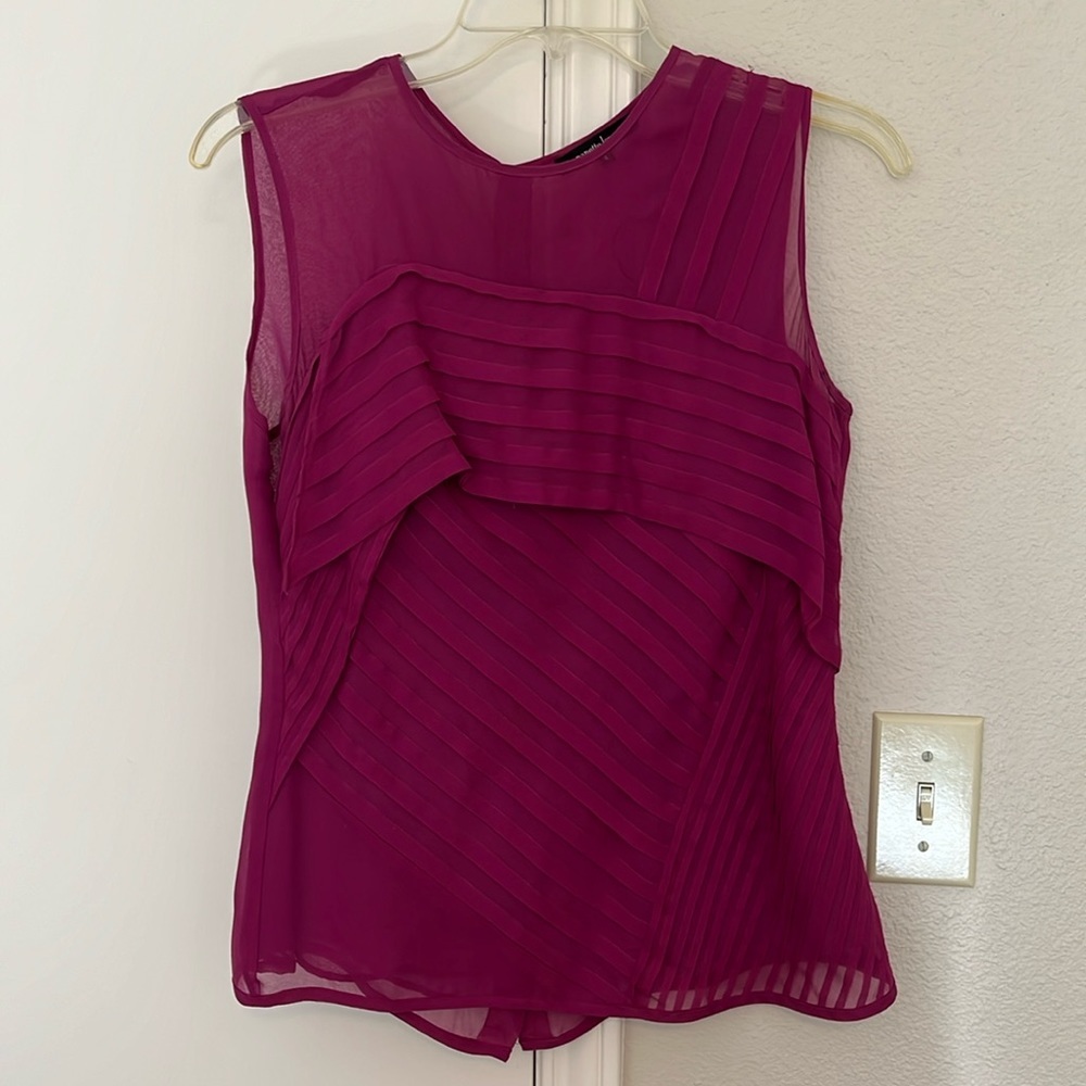 Nanette Lepore Tuckered Out silk top size 4. Magenta/purple color.